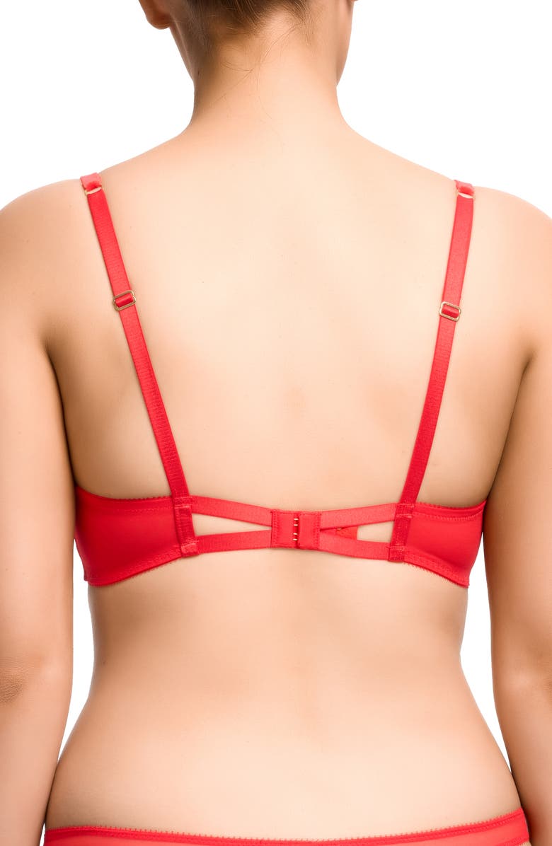 Dita Von Teese Nom de Plume Velvet Trim Underwire Balconette Bra, Alternate, color, Flame