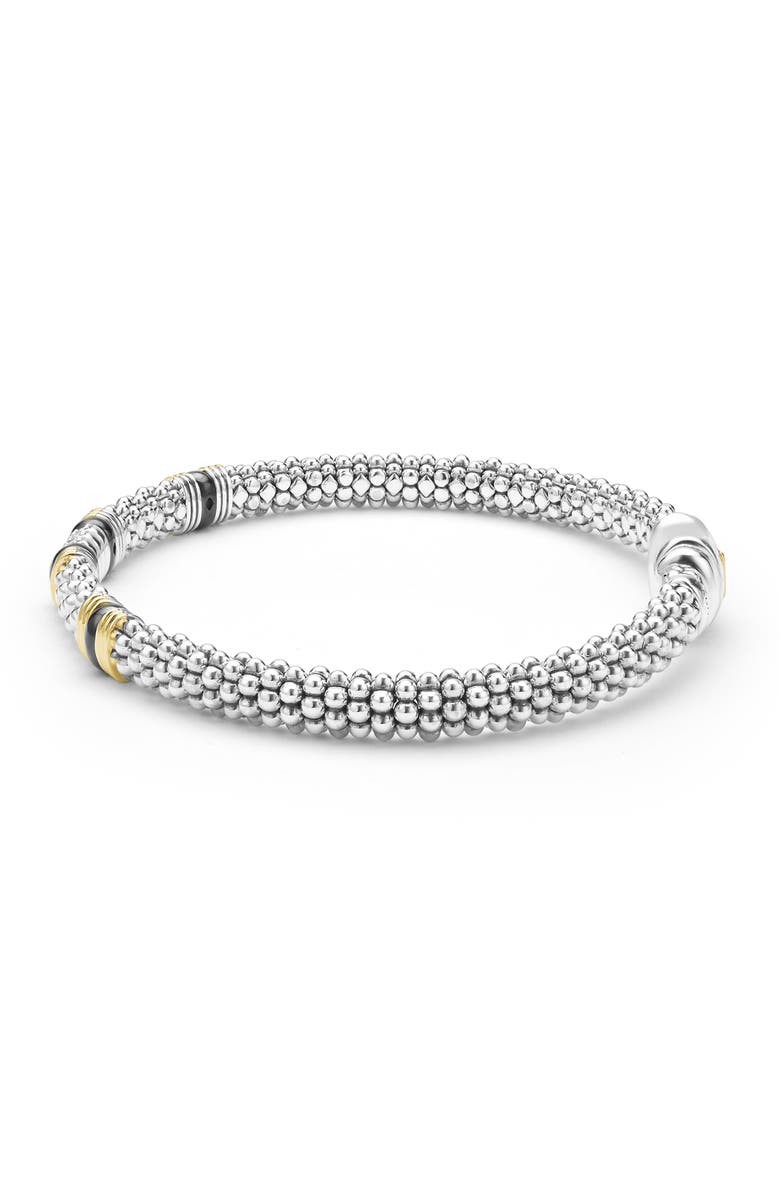 LAGOS Two-Tone Black Ceramic Station Diamond Bracelet, Alternate, color, Two Tone