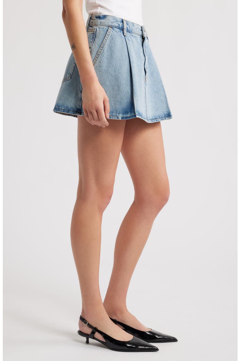 Pleated Denim Miniskirt, Alternate, color, OUTLAW