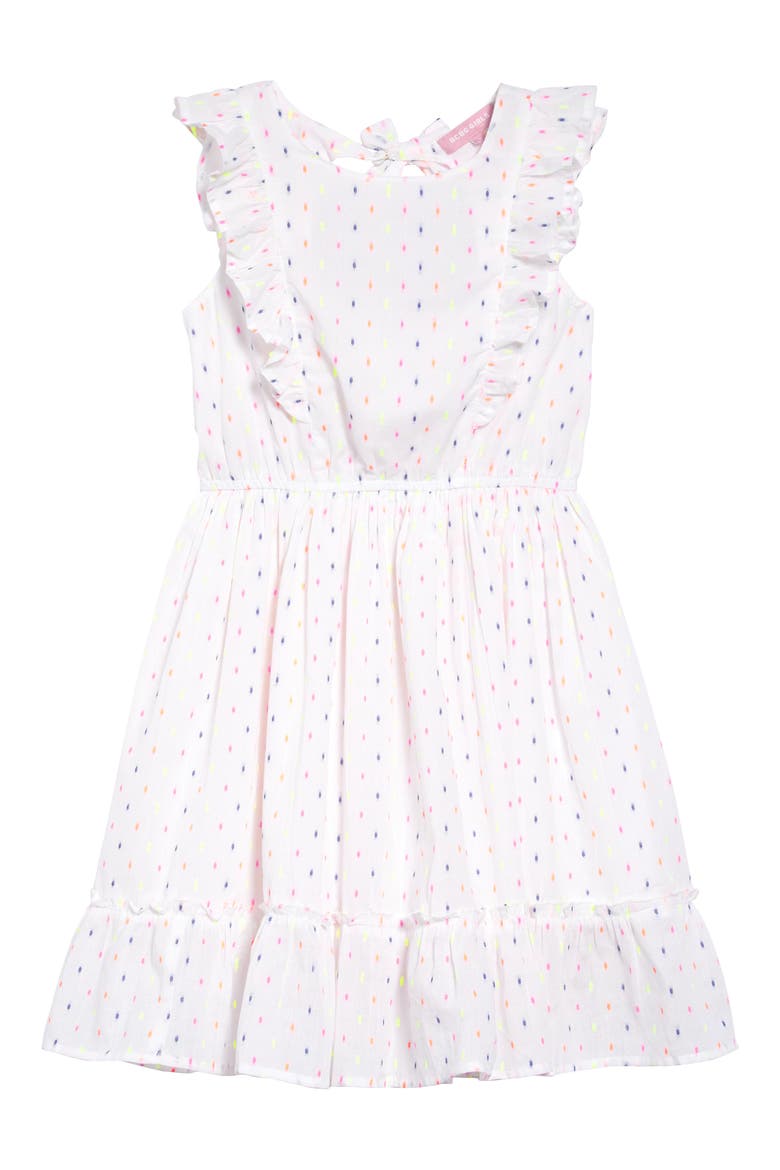 BCBG Girl Ruffle Dress, Main, color, WHITE
