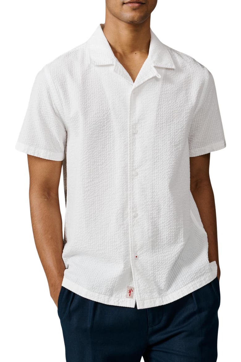 Seersucker Linen Short Sleeve Shirt, Alternate, color, Vintage White