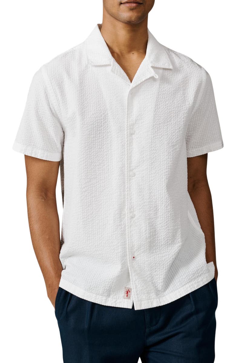 Aubin Seersucker Linen Short Sleeve Shirt, Alternate, color, Vintage White
