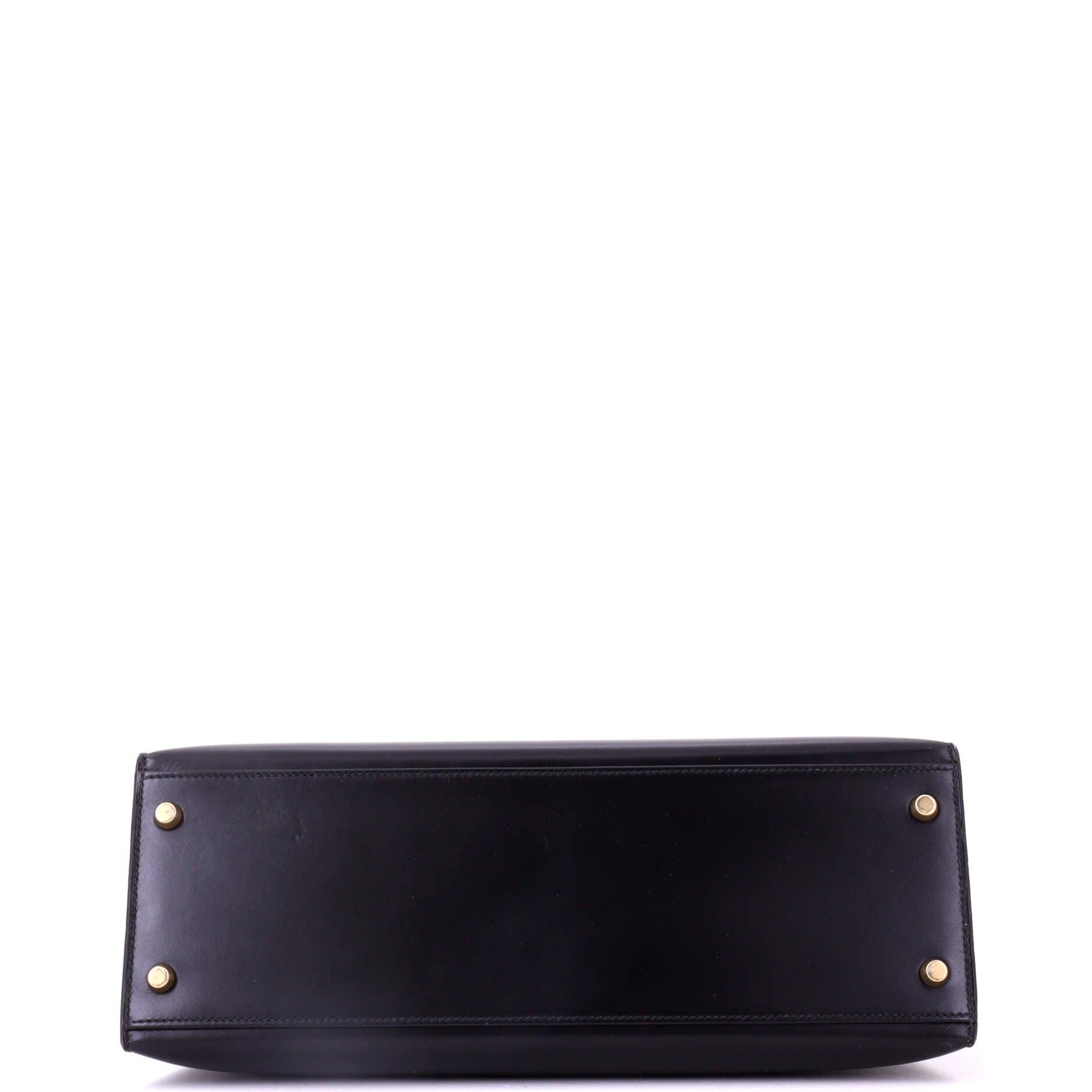 Pre-Owned Hermes Kelly Handbag Black Box Calf with Gold Hardware 32, Alternate, color, Noir