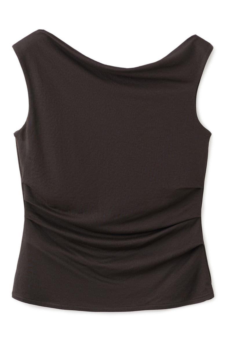 Draped Neck Asymmetric Top, Alternate, color, BROWN