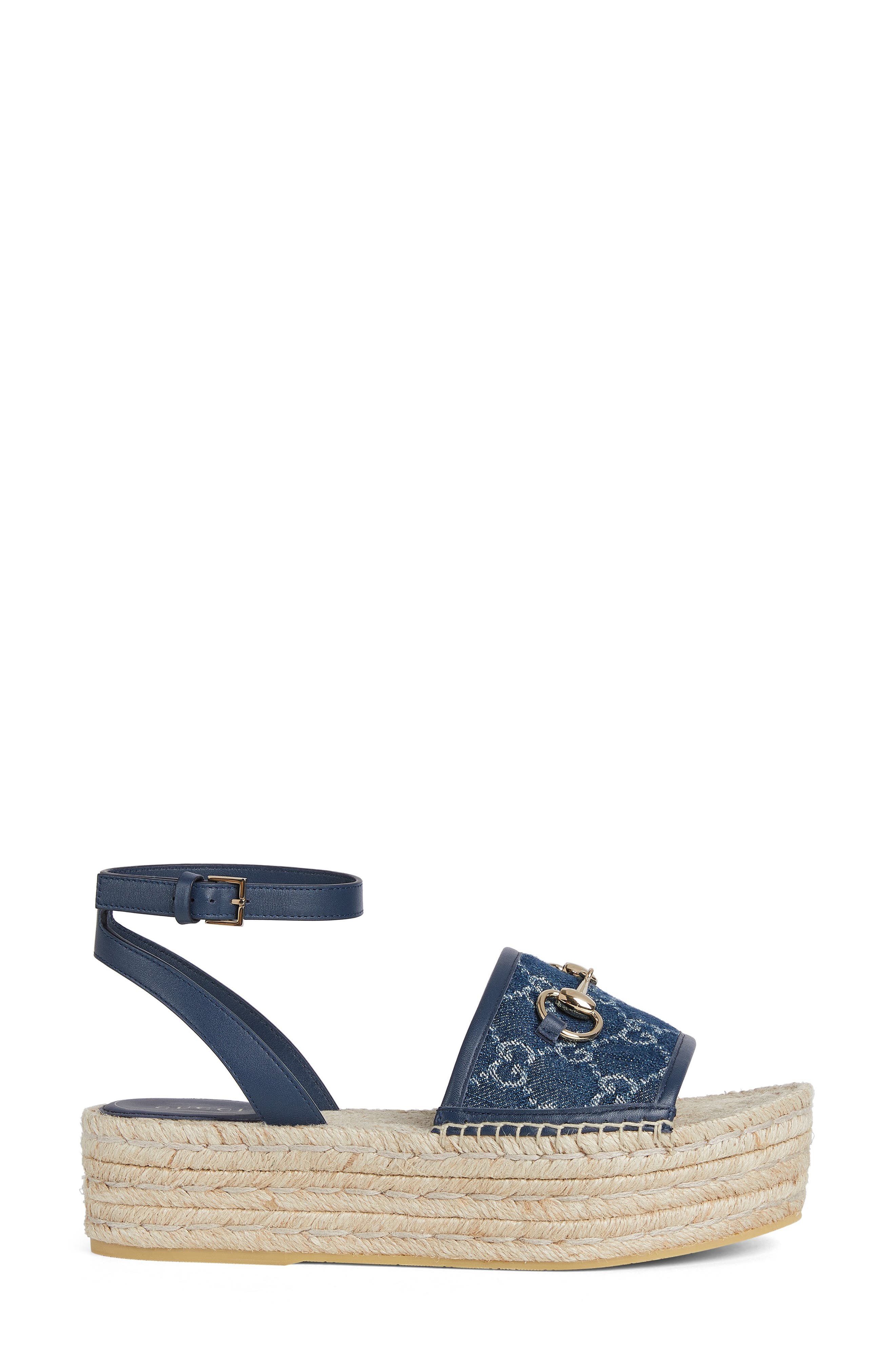 Gucci Paloma Horsebit Espadrille Sandal, Alternate, color, Blue Sapphire