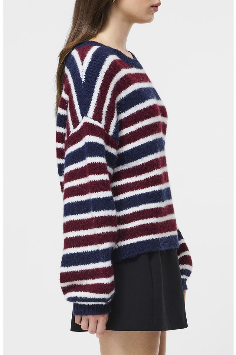 Stripe Crewneck Sweater, Alternate, color, CABERNET-ROYAL BLUE