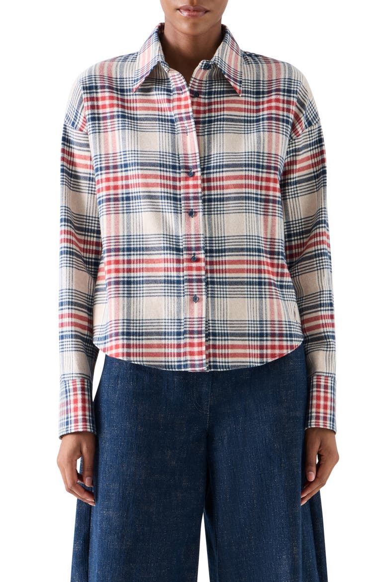 Plaid Brushed Cotton Flannel Shirt, Main, color, CASHEW-MULTICOLOR