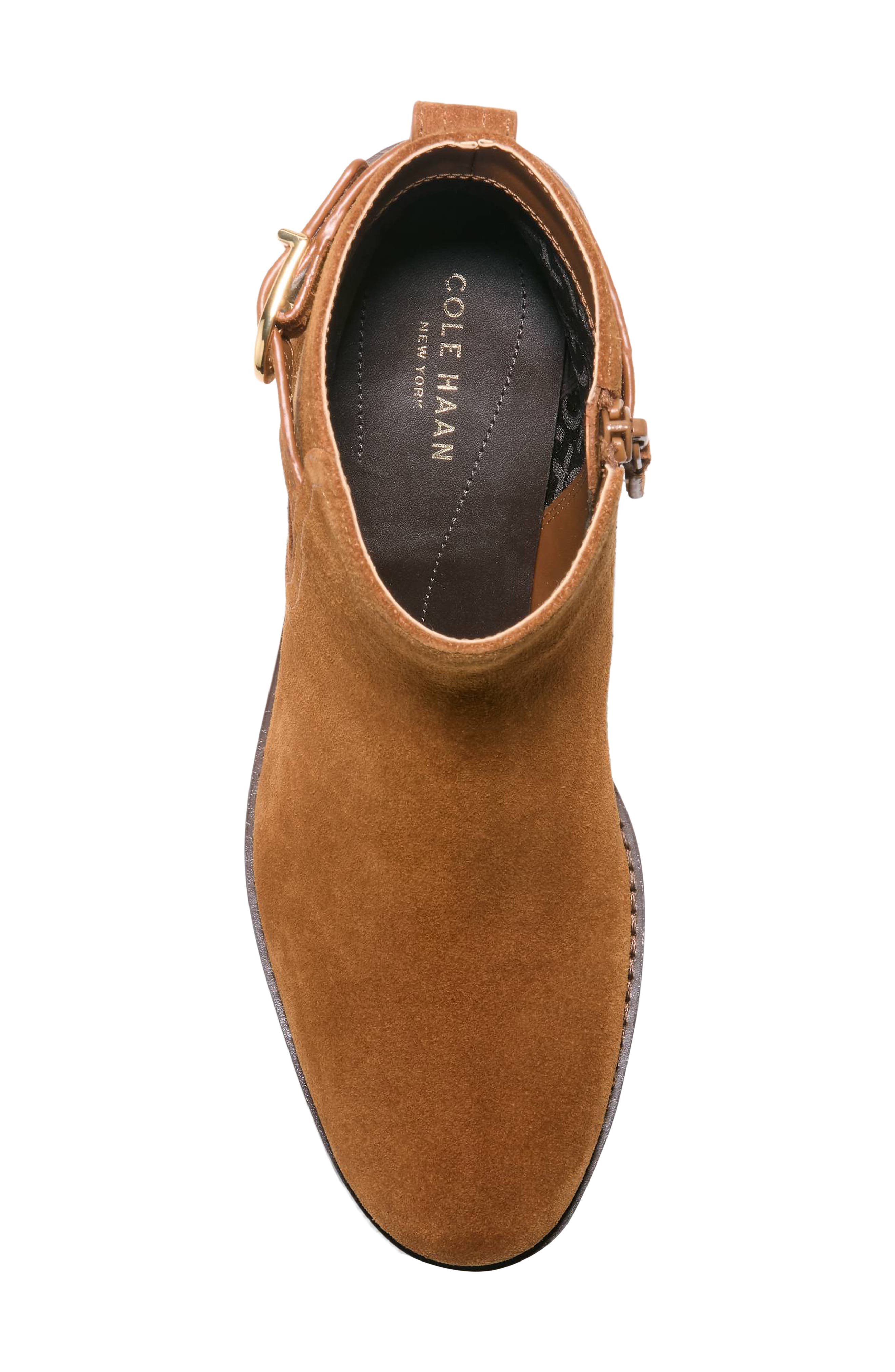 Haddie Buckle Leather Bootie, Alternate, color, TOBACCO SUEDE
