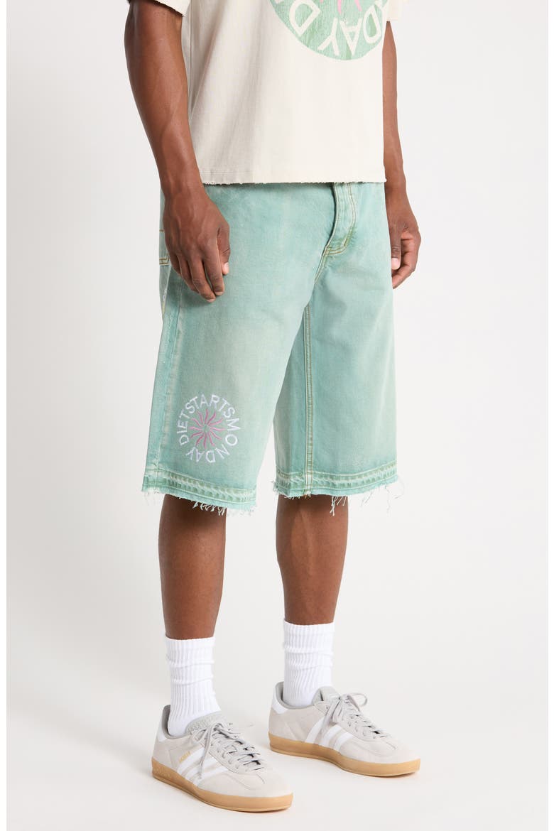 Sol Raw Hem Denim Shorts, Alternate, color, WASHED GREEN
