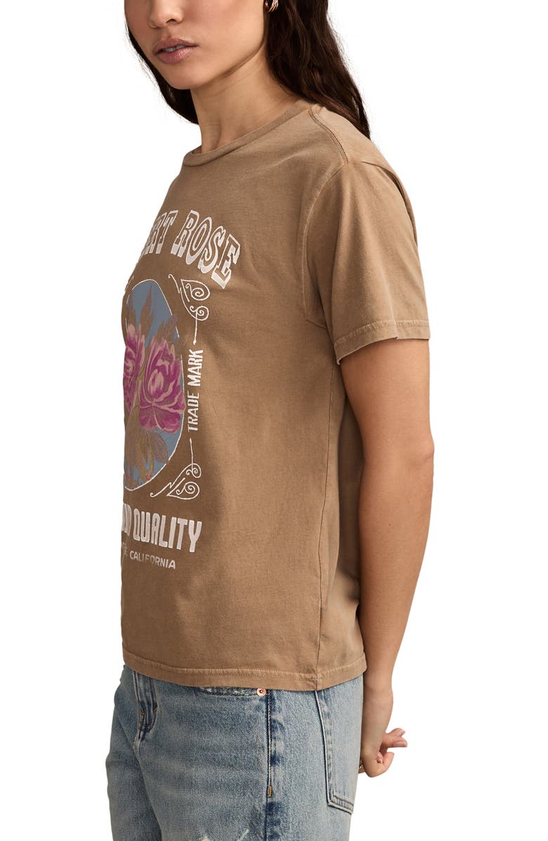 Lucky Brand Deset Rose Cotton Graphic T-Shirt, Alternate, color, Woodsmoke