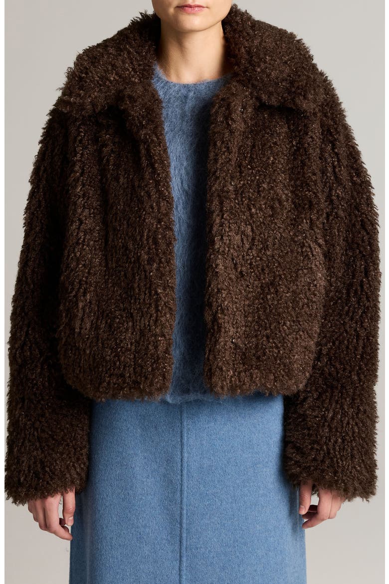 Faux Fur Cropped Jacket, Main, color, PINEWOOD
