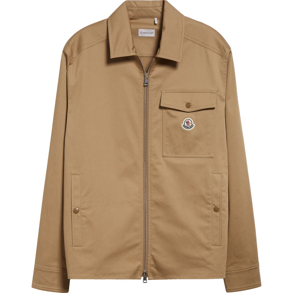 Moncler Cotton Blend Gabardine Shirt Jacket In Caramel
