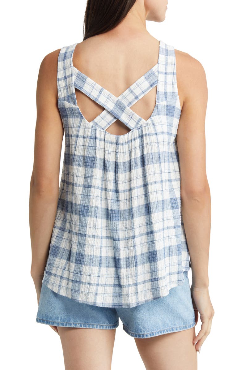 Caslon<sup>®</sup> Plaid Cross Back Woven Tank, Alternate, color,