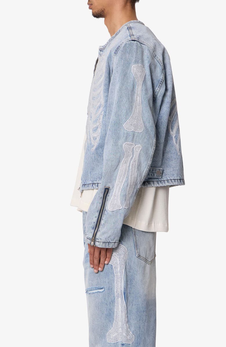 mnml Skeleton Denim Moto Jacket, Alternate, color, 