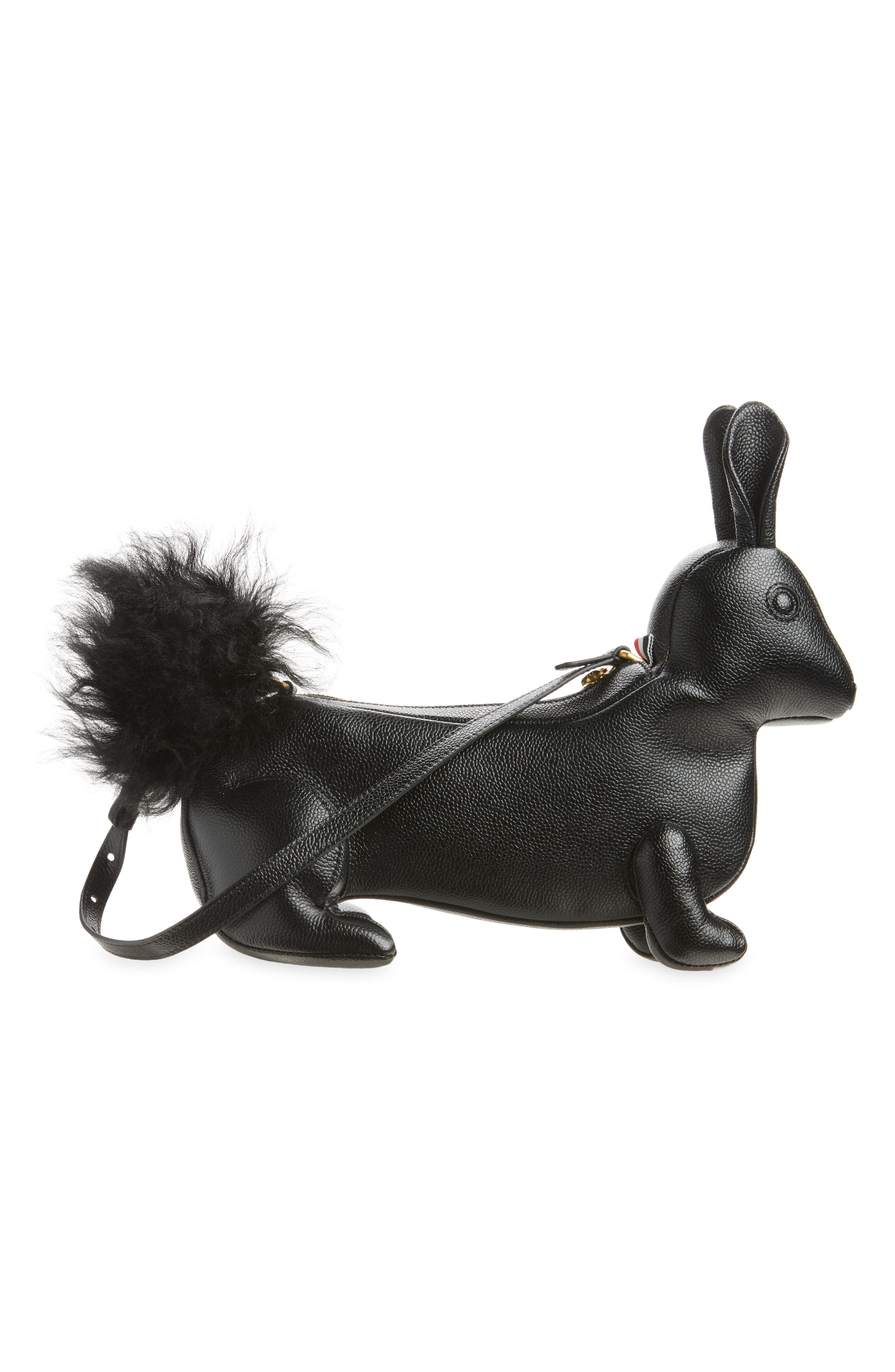 Baby Rabbit Pebbled Leather Shoulder Bag, Alternate, color, BLACK