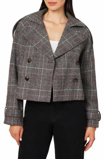 Plaid Double Breasted Cropped Jacket