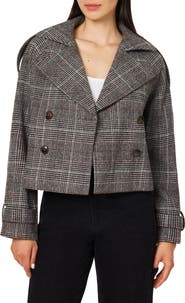 Habitual Plaid Double Breasted Cropped Jacket