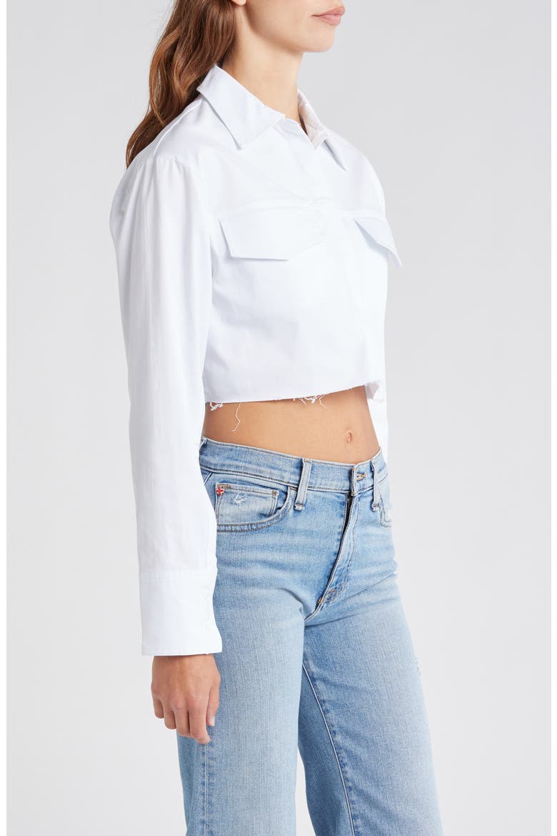 Crop Button-Up Shirt, Alternate, color, WHITE