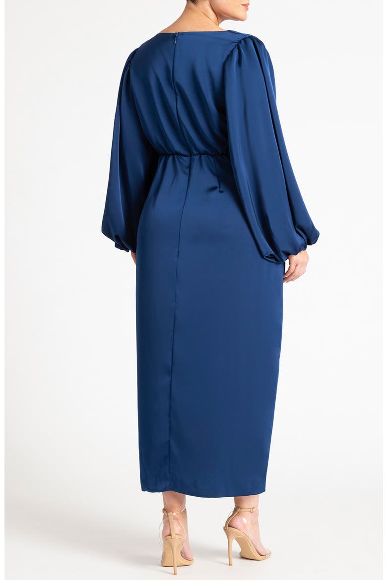 eloquii women's plus size satin puff sleeve pleated dress reviews Pleated Satin Puff Sleeve Maxi Dress