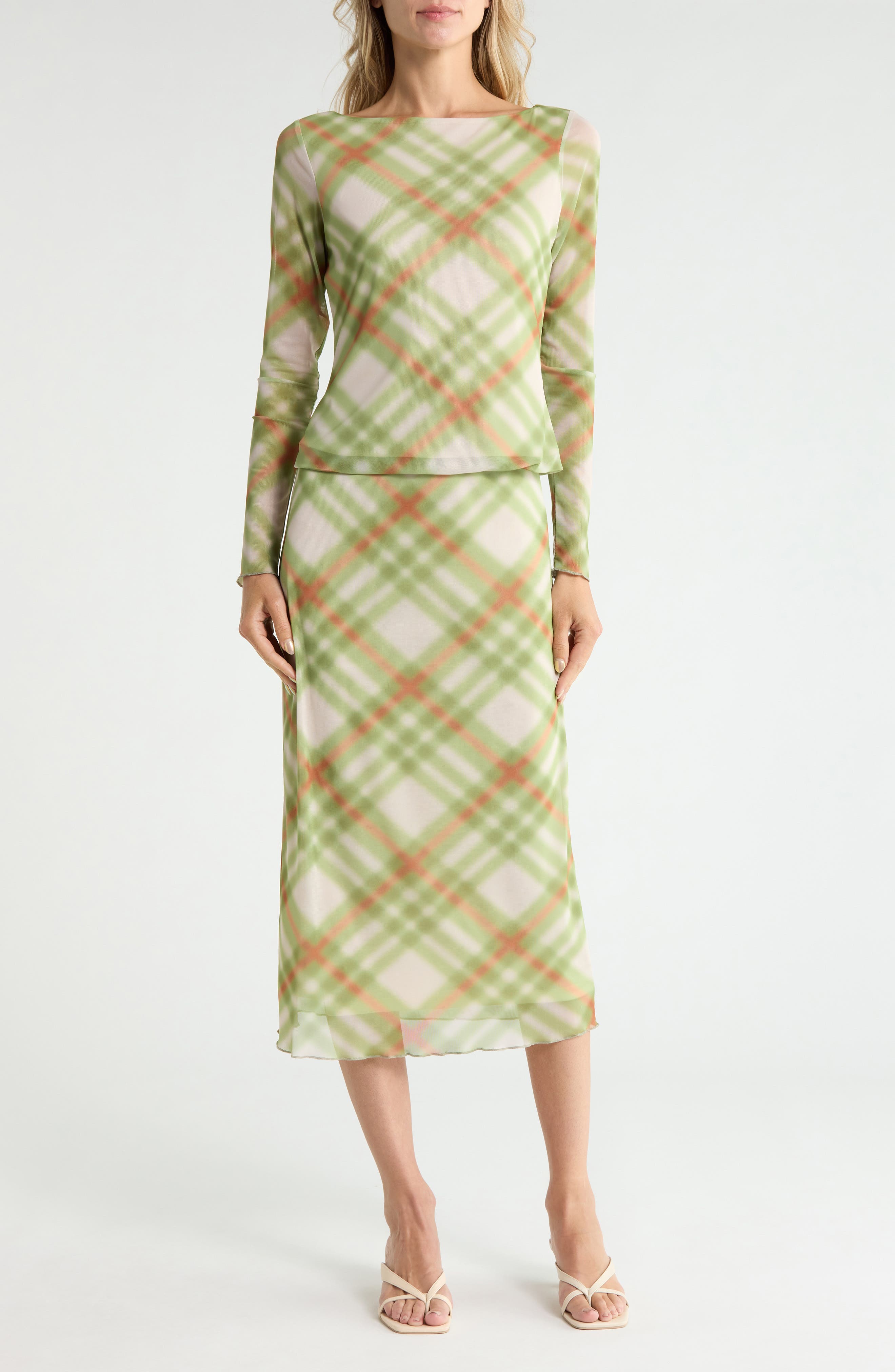 Fitted Mesh Top & Maxi Skirt Set
