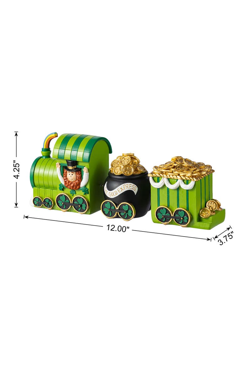Set of 3 St.Patrick's Resin Leprechaun Train Table Decor, Alternate, color, Green