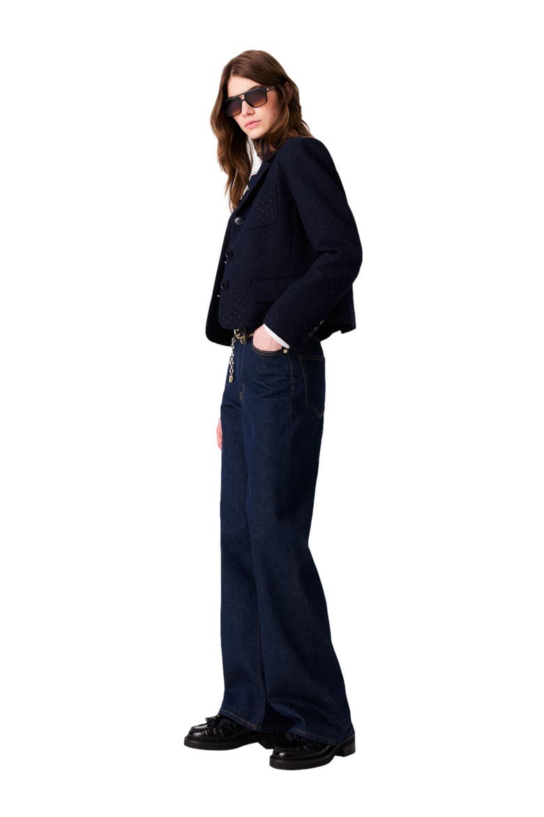 Cropped suit jacket, Alternate, color, Navy