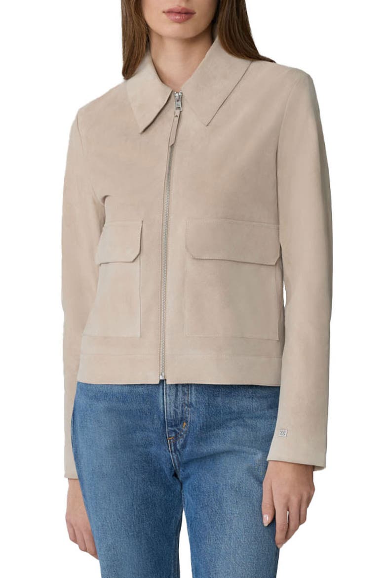 Allan Front Zip Suede Jacket, Main, color, ALMOND