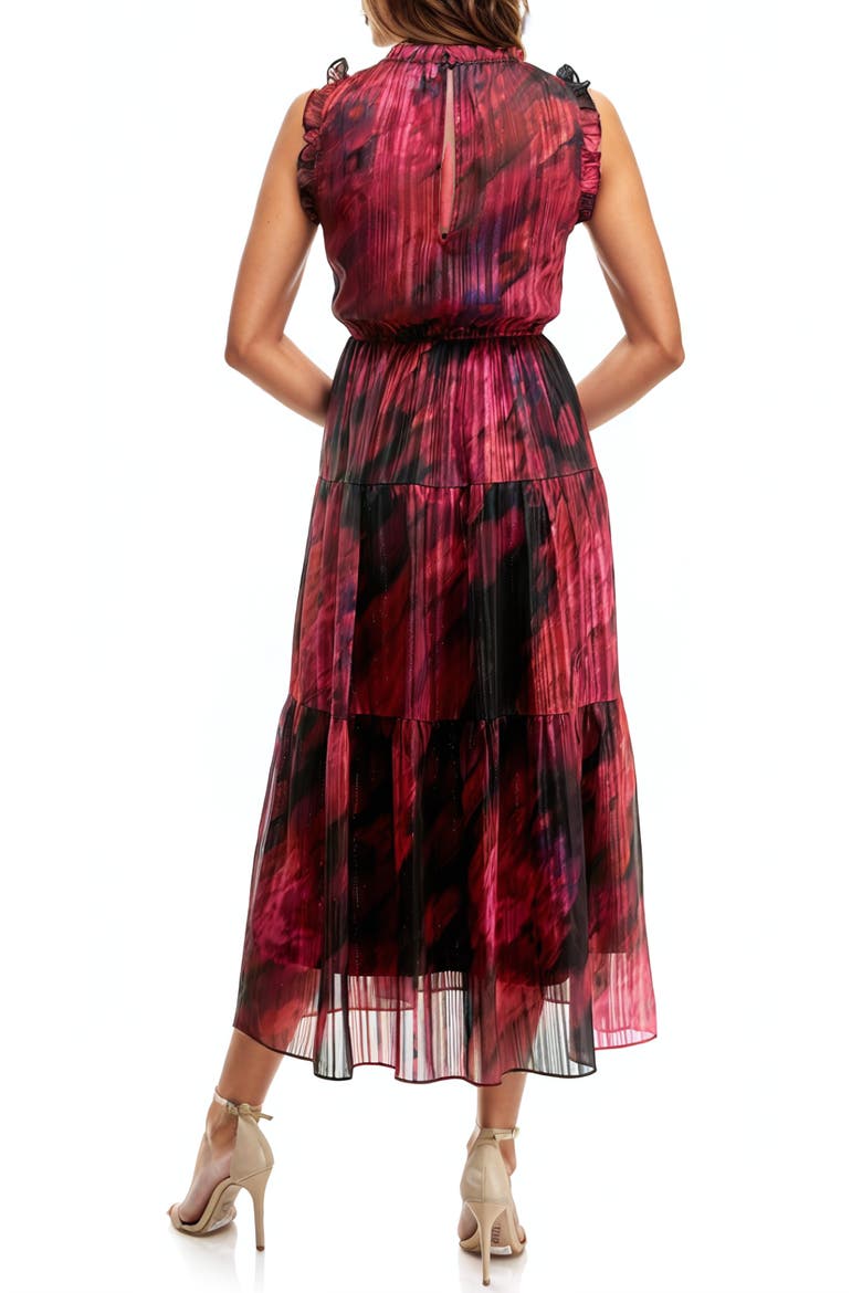Chiffon Tiered Midi Dress, Alternate, color, BLACK BLURRED FLORAL
