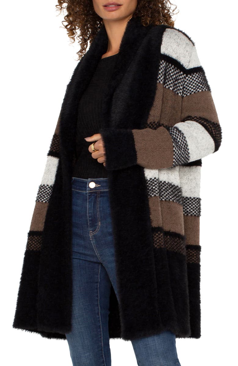 Liverpool Los Angeles Stripe Open Front Longline Coatigan, Alternate, color, 