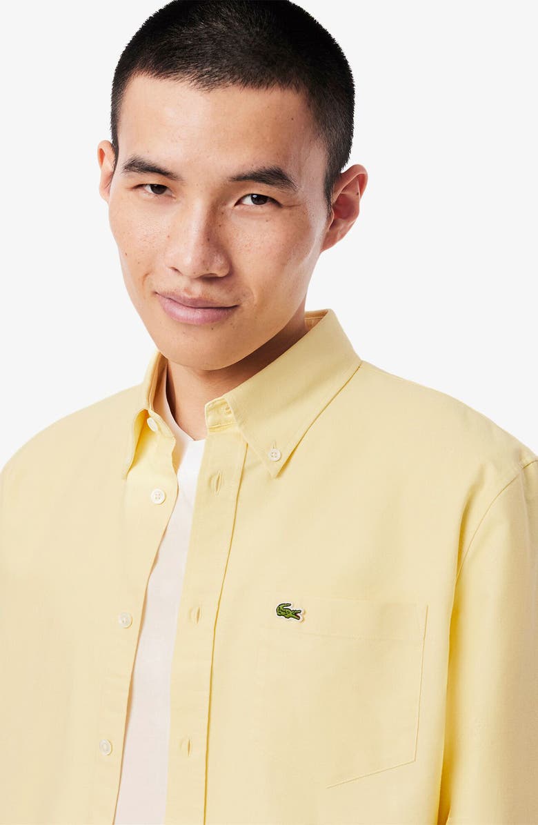 Lacoste Regular Fit Oxford Button-Down Shirt, Alternate, color, Yellow/ White