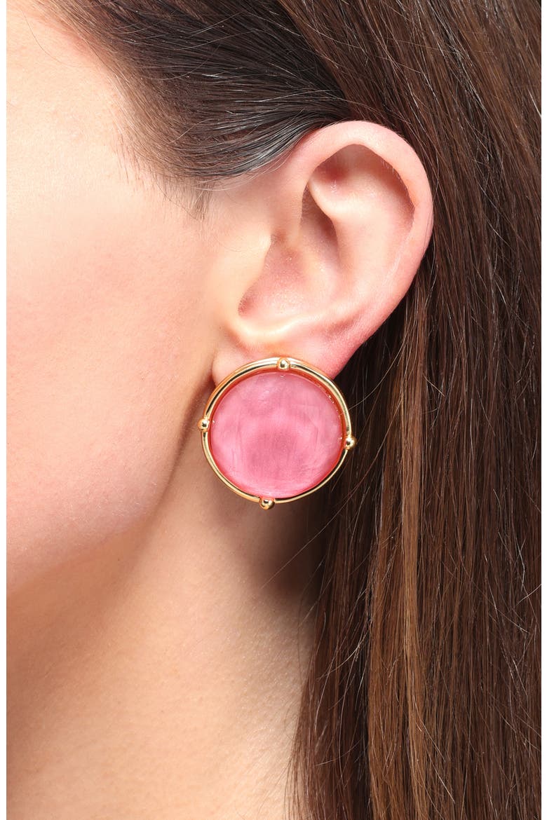 Mocha Stone Clip-On Earrings, Alternate, color, GOLD