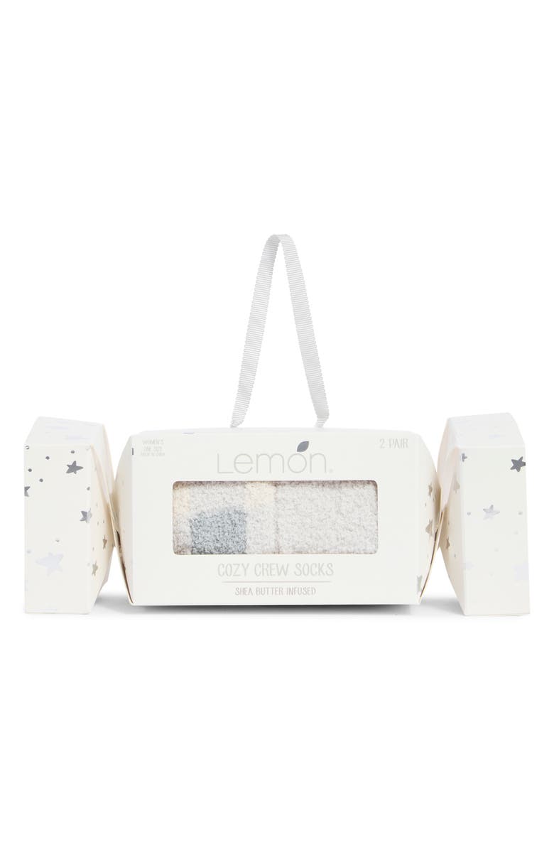 Lemon Assorted 2-Pack Shea Butter Infused Crew Socks, Main, color, Medium Grey