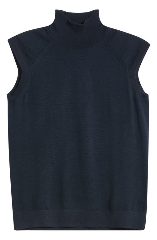 Hugo Boss Boss Fipini Turtleneck Sleeveless Virgin Wool Sweater In Blue