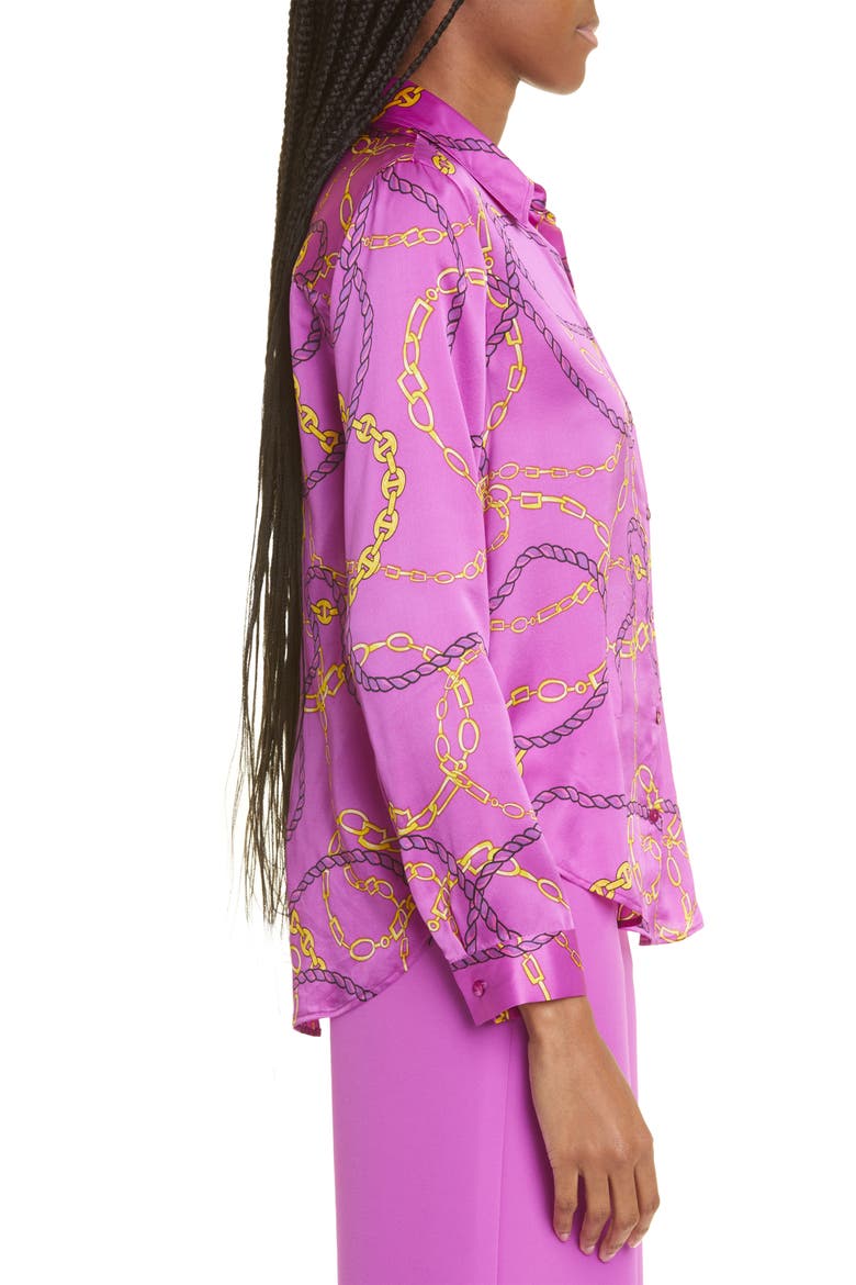 Tyler Chain Link Print Silk Blouse, Alternate, color, PURPLE CACTUS MLTI LASSO CHAIN