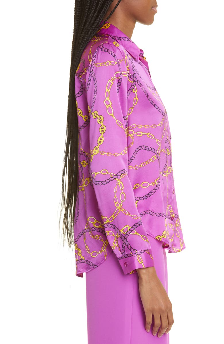 L'AGENCE Tyler Chain Link Print Silk Blouse, Alternate, color, 