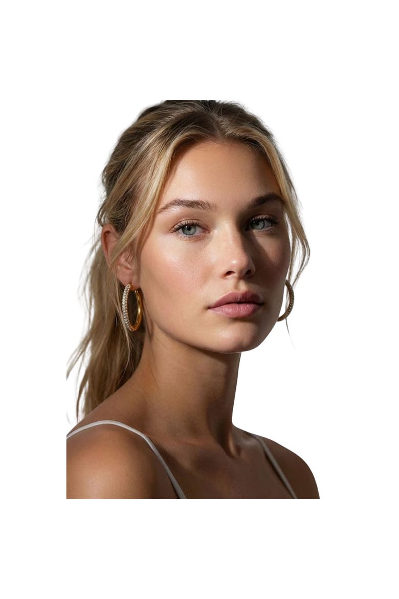 Bianca Waterproof Crystal Hoop Earring, Alternate, color, GOLD