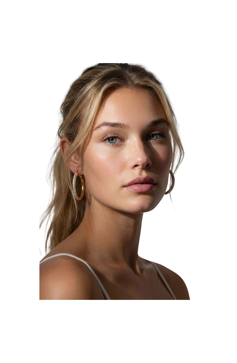 AKALIA Bianca Waterproof Crystal Hoop Earring, Alternate, color, Gold