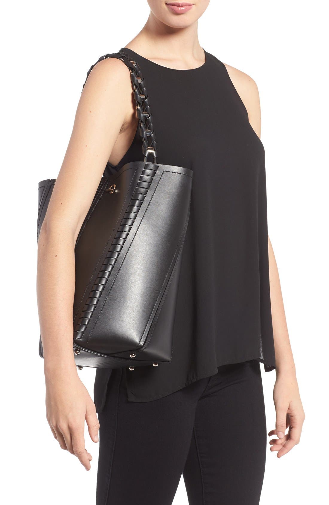 Proenza Schouler 'Medium Hex' Whipstitch Leather Bucket Bag, Alternate, color, 