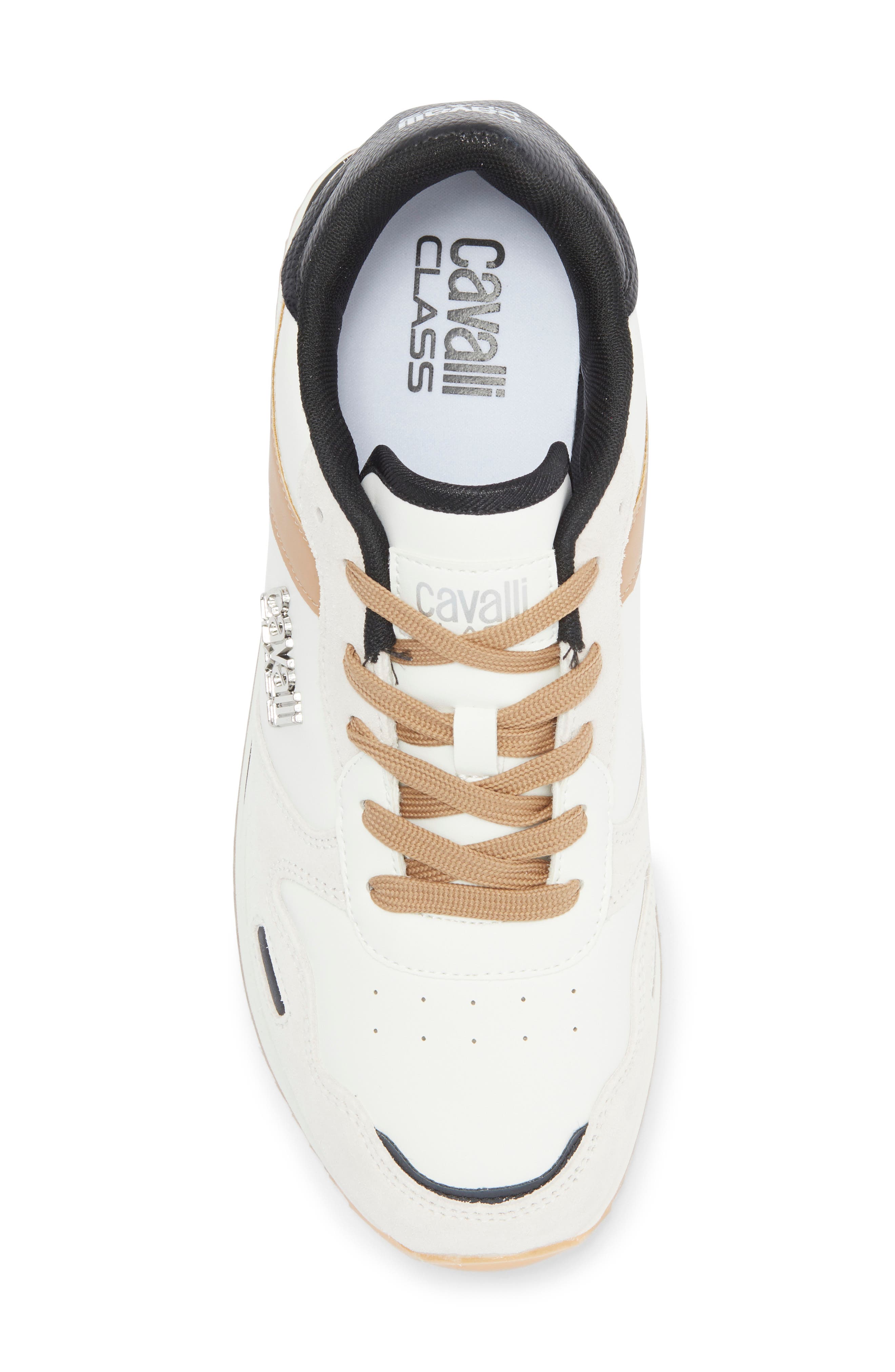 Roberto Cavalli Low Top Runner Sneaker, Alternate, color, White/ Natural/ Black