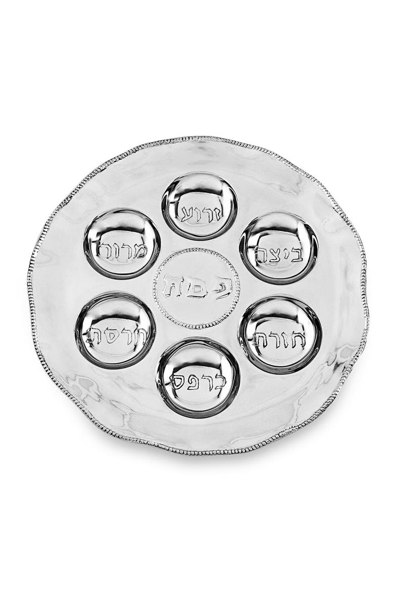 Judaica Seder Plate with Pearls, Main, color, Silver