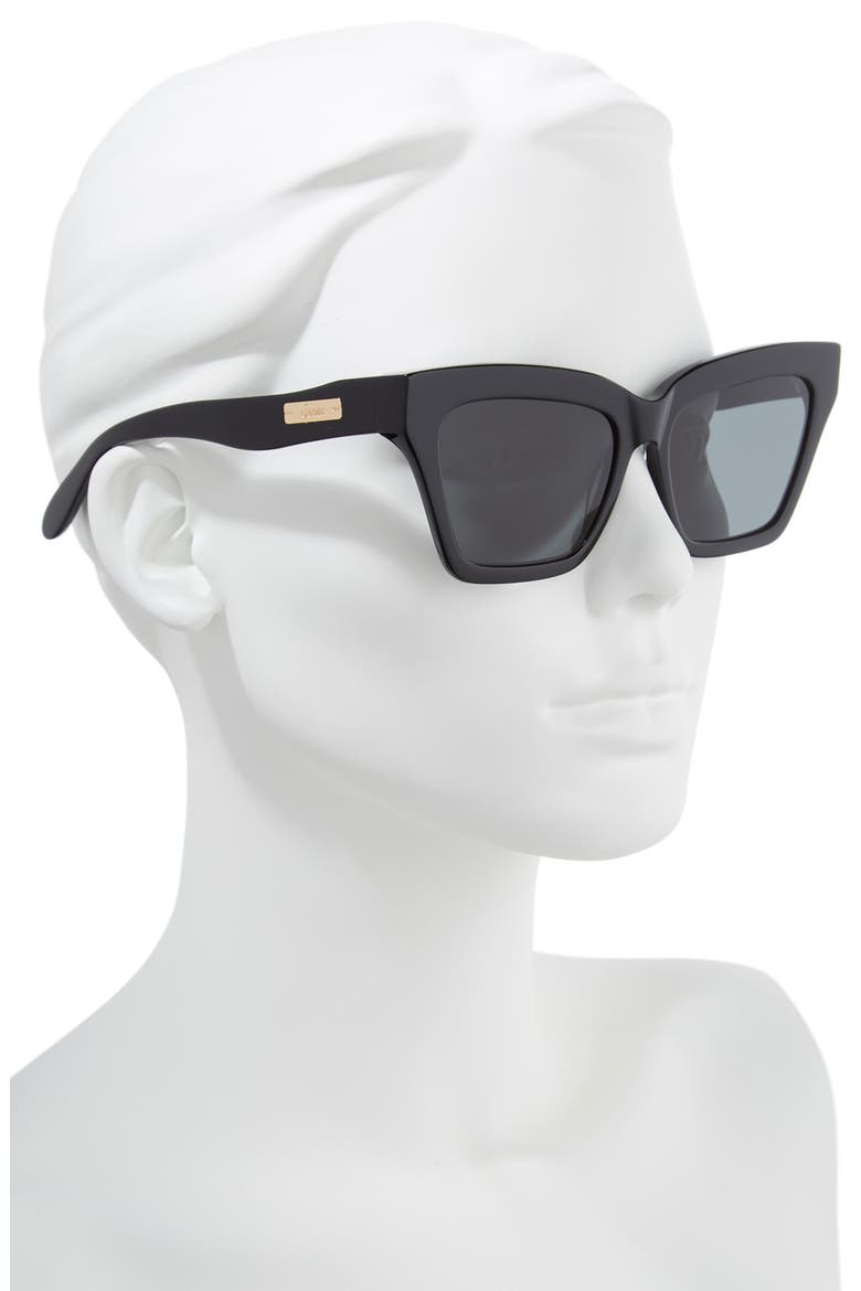 Half Half 54mm Cat Eye Sunglasses, Alternate, color, BLACK/ BLACK SOLID