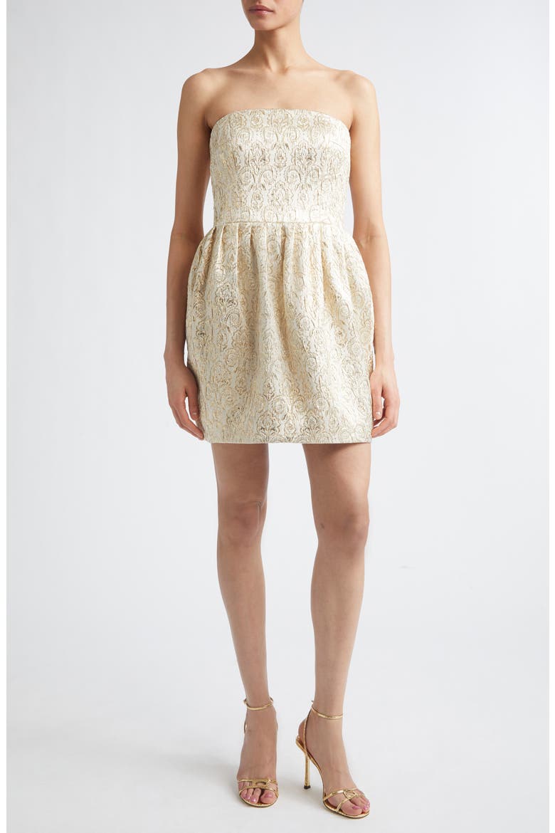 Lowe Metallic Brocade Strapless Minidress, Main, color, GOLD