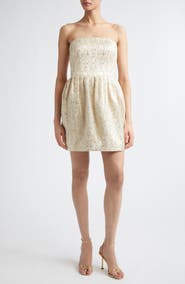 Emilia Wickstead Lowe Metallic Brocade Strapless Minidress
