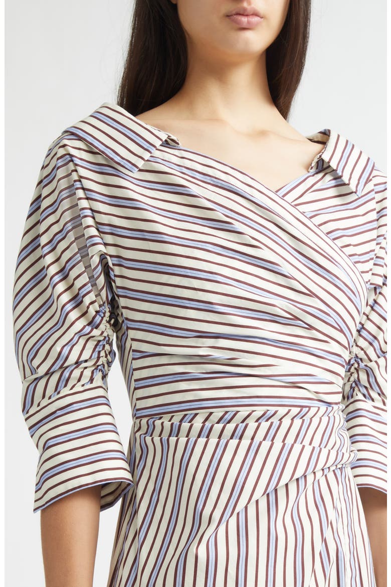 Stripe Asymmetric Cotton Shirtdress, Alternate, color, CREAM MULTI