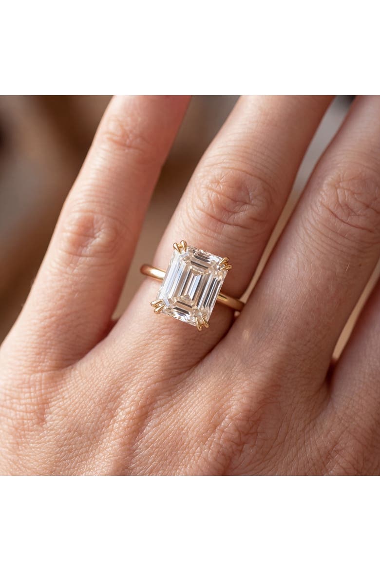 Certified 5Ct Emerald Cut Diamond Designer Engagement Ring Lab Grown 14k Gold, Alternate, color, 14k Yellow Gold