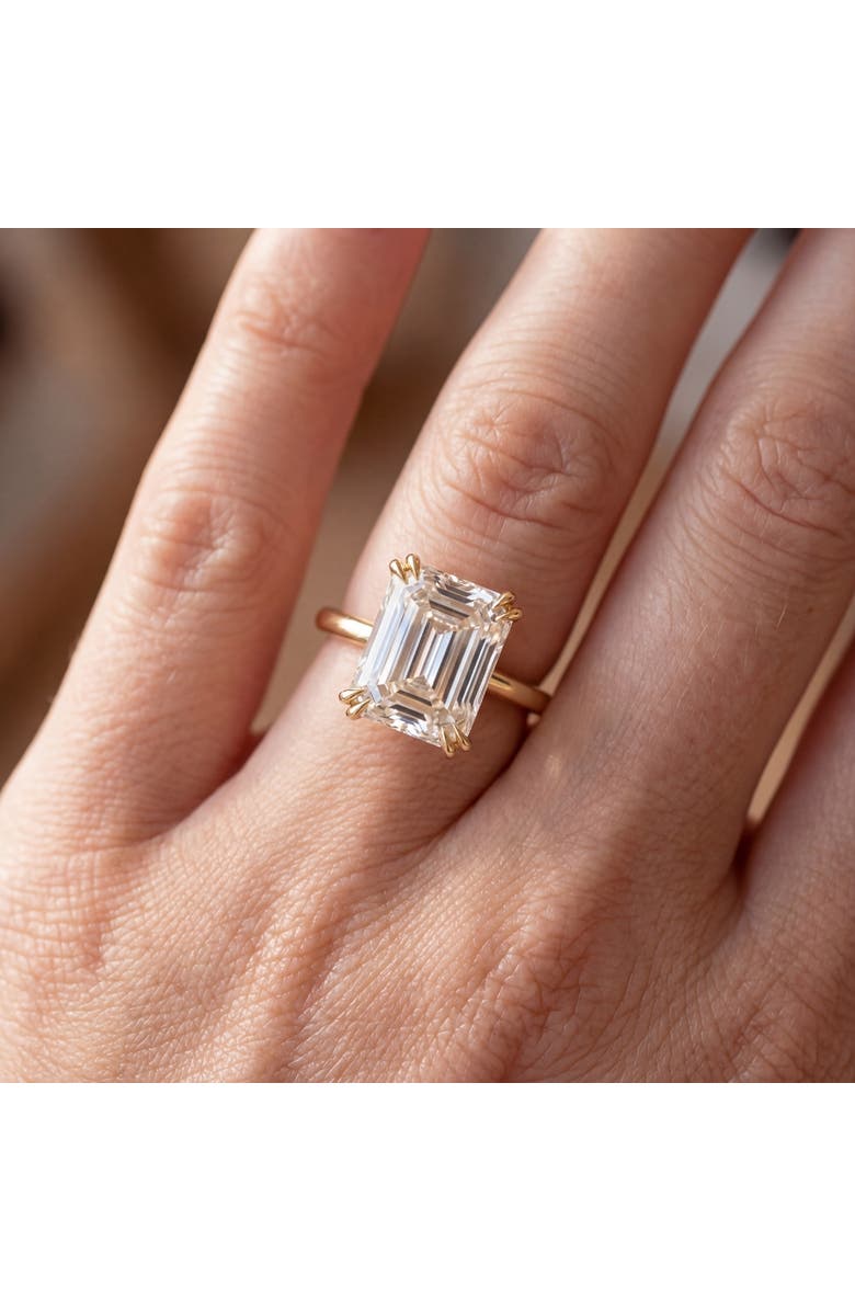 Bliss Diamond Certified 5Ct Emerald Cut Diamond Designer Engagement Ring Lab Grown 14k Gold, Alternate, color, 14K Yellow Gold