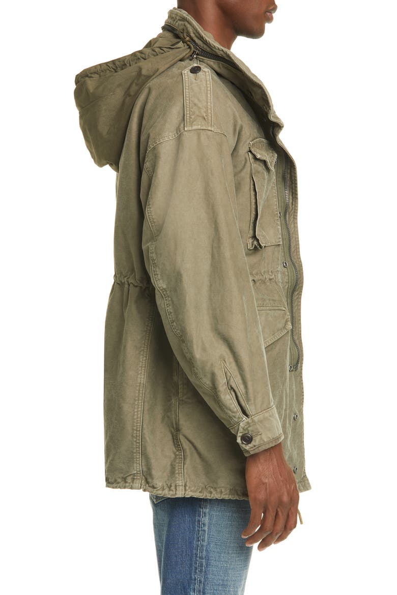 Bickle Damaged Cotton Jacket, Alternate, color, OLIVE