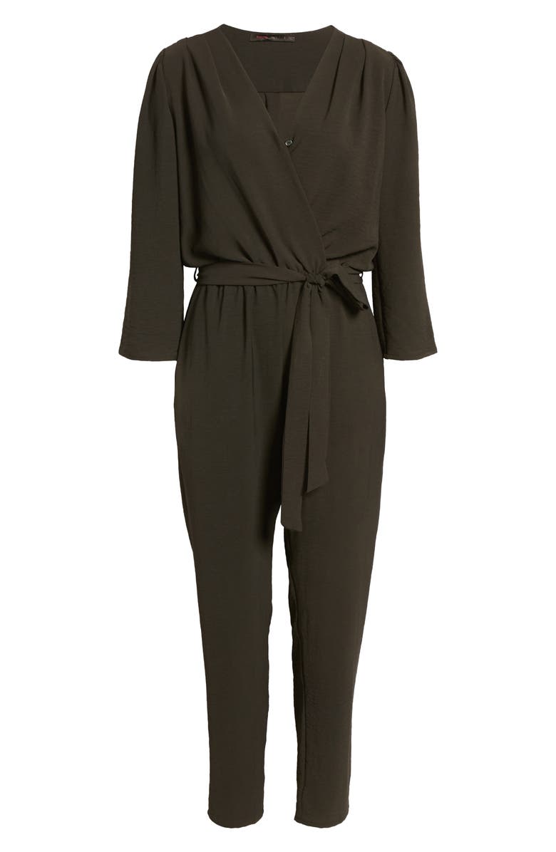 Fraiche by J Long Sleeve Belted Jumpsuit, Alternate, color, 
