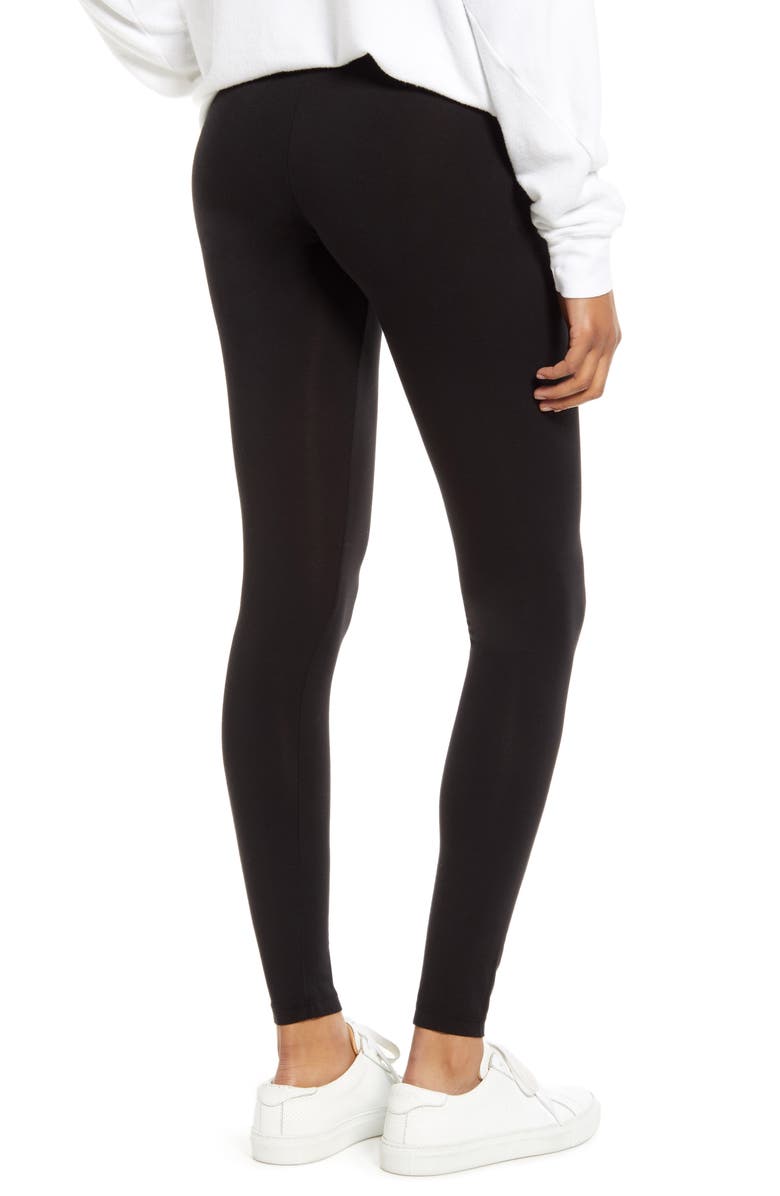 Splendid Stretch Cotton Leggings, Alternate, color, Black