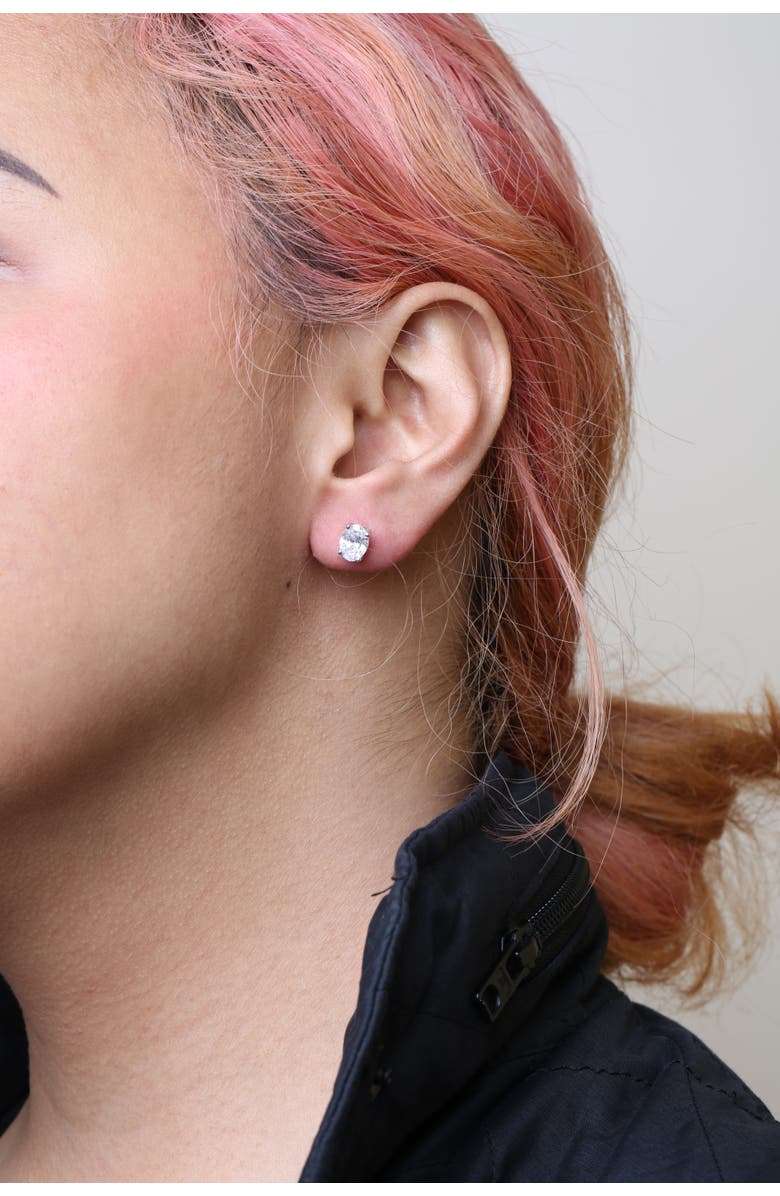 Haus of Brilliance 14K White Gold 2.0 Ct Prong Lab Grown Oval Diamond Solitaire Stud Earring, Alternate, color, White